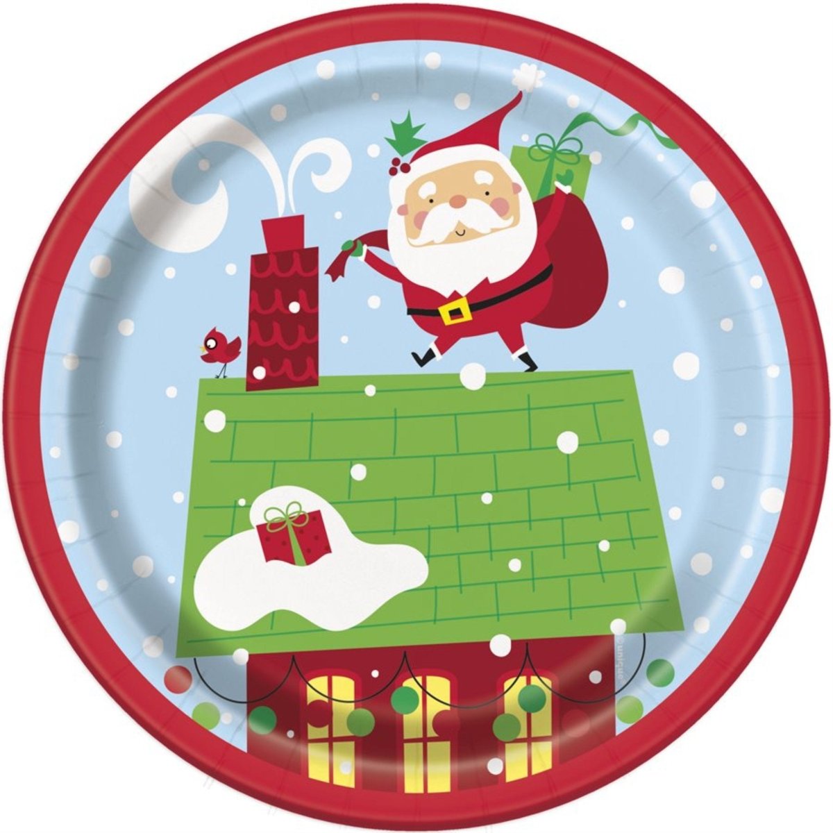 Colorful Santa Round 7" Dessert Plates 8pk - PoundToys